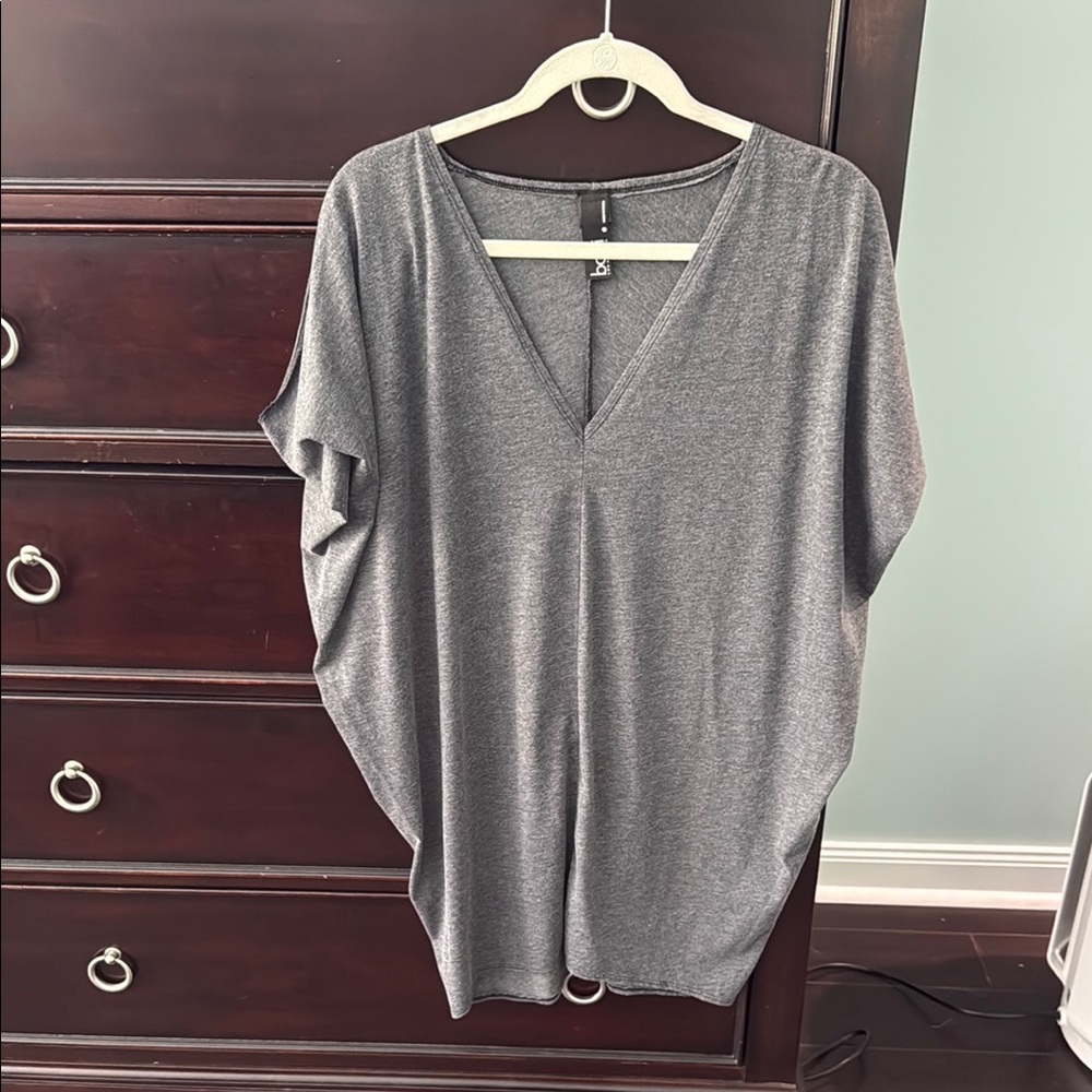 Gray V-Neck Women's Top